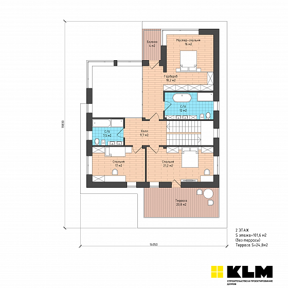 Проект кирпичного дома КЛМ 039